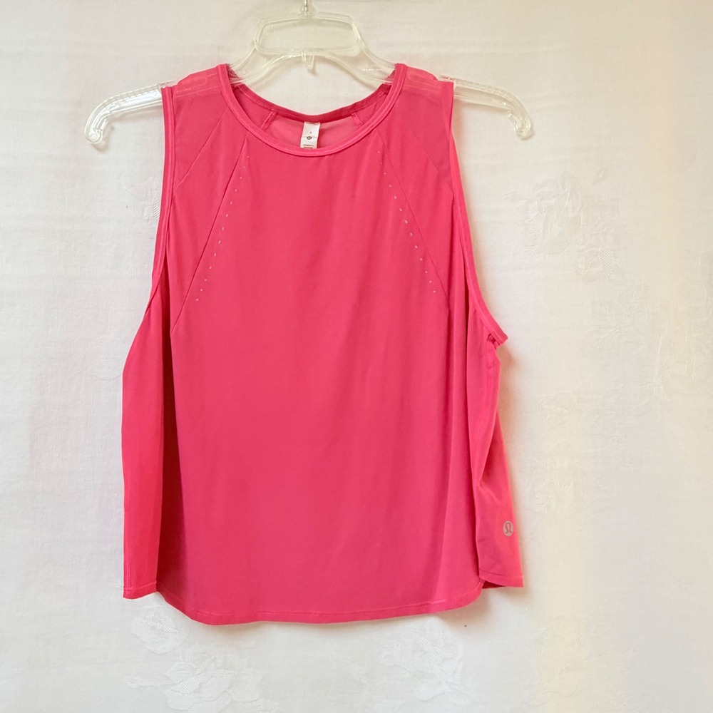 Lululemon Sculpt Tank Top Pink Mesh Back Running Workout Shirt Womens 8 Active